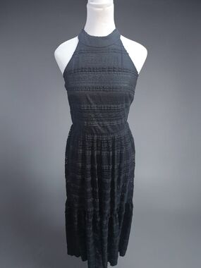 Eliza J Black Lace-Texture Maxi Dress SIZE 4 NWOT